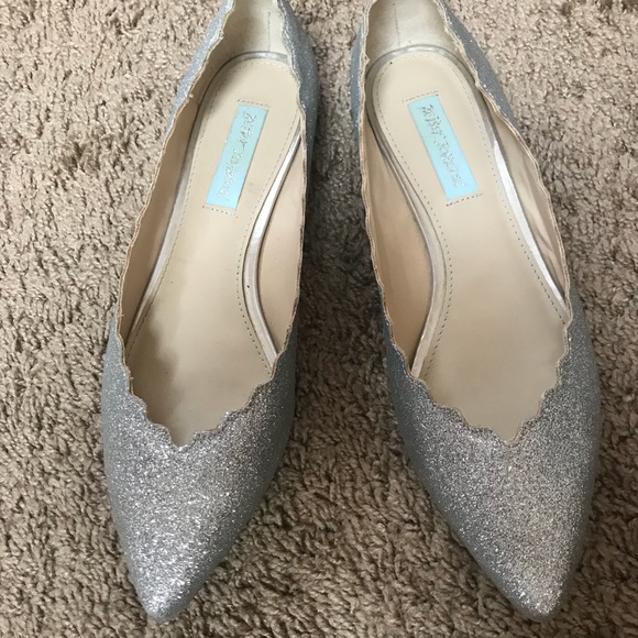 Betsey Johnson Shoes - Betsey Johnson silver glitter flats